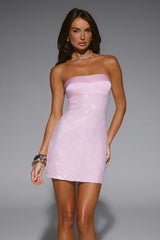 Seafoam Dreamscape Strapless Sequin Mini Dress Pink