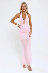 Luxe Legacy Halter Maxi Dress Pink