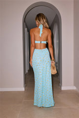Garden Girly Halter Mesh Maxi Dress Ditsy Floral