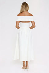 Worth It Always Off Shoulder Midi Dress White