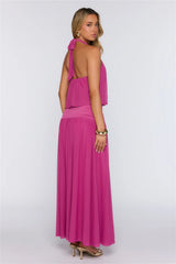 Dreamy Flowy Halter Maxi Dress Magenta