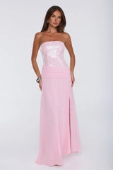 Shine Into Midnight Strapless Sequin Maxi Dress Pink