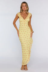 Polished Intentions Mesh Maxi Dress Yellow