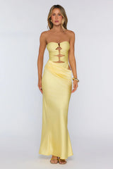 Proof of Style Strapless Maxi Dress Yellow