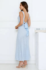 Luxe Siren Crochet Sequin Maxi Dress Blue