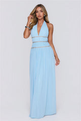 Summer Sparkle Halter Maxi Dress Blue