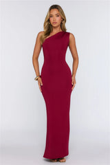 Dreamstate Dressing One Shoulder Maxi Dress Burgundy