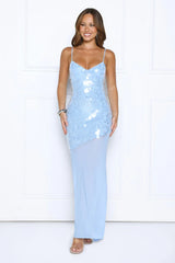 Diamonds At Dusk Sequin Maxi Dress Blue