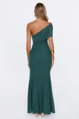Rose And Moon One Shoulder Mesh Maxi Dress Teal