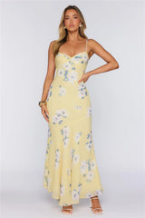 Morning Sun Floral Twist Maxi Dress Yellow