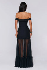 Pretty Lullaby Off Shoulder Maxi Dress Black