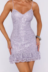 After Dark Dressing Lace Mini Dress Lilac