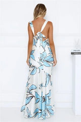 Beauty Untold Satin Maxi Dress Blue