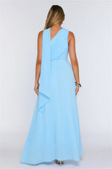 Rosy Romance One Shoulder Maxi Dress Blue