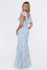 Romantic Bloom Maxi Dress Blue
