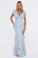 Romantic Bloom Maxi Dress Blue