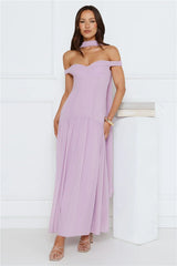 The Style Spotlight Off Shoulder Maxi Dress Lilac