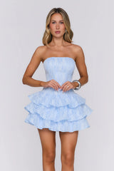 Pop The Confetti Strapless Mini Dress Blue