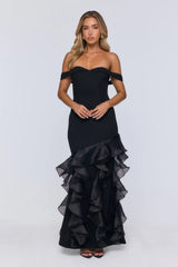 Night Of Fashion Off Shoulder Maxi Dress Black
