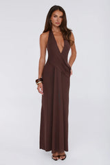 The Perfect Excuse Halter Maxi Dress Brown