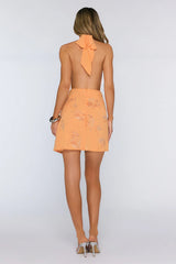 Rules of Style Halter Embellished Mini Dress Orange