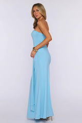 Day To Night Luxe Strapless Maxi Dress Blue