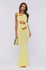 Wild Aura Knit Maxi Dress Yellow