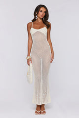 Brings The Heat Knit Maxi Dress Cream