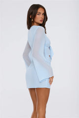 Tidepool Glow Long Sleeve Mini Dress Blue