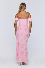 Pretty Glow Up Off Shoulder Maxi Dress Pink