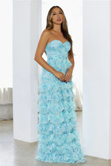 Festival Of You Strapless Tulle Maxi Dress Blue