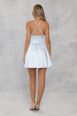 Sakura Dreams Satin Mini Dress Blue