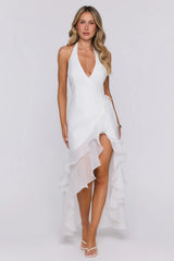 Her Extravaganza Halter Maxi Dress White