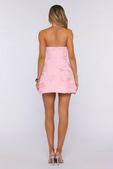 Layers Of Roses Strapless Mini Dress Pink