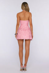 Rosé Aura Strapless Embroidered Mini Dress Pink