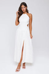 Soft Swoon Halter Maxi Dress Off White