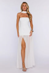 Formal Event Strapless Maxi Dress White