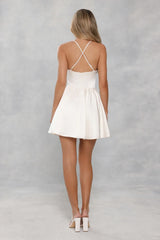 Sakura Dreams Satin Mini Dress Cream