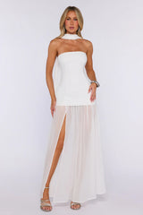 Formal Event Strapless Maxi Dress White