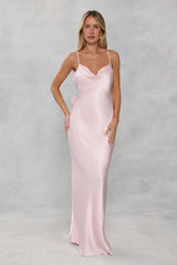 The Flora Satin Maxi Dress Light Pink