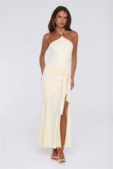 Daisy Flicker Halter Maxi Dress Yellow