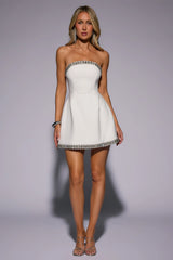 Well Dressed Tonight Embellished Strapless Mini Dress White