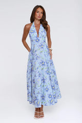Doll Season Halter Maxi Dress Blue