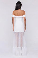 Pretty Lullaby Off Shoulder Maxi Dress White