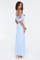 The Influencer Mesh One Shoulder Maxi Dress Blue