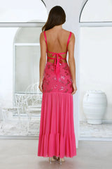 Champagne Secrets Embellished Maxi Dress Pink