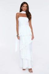 Special Occasion Strapless Maxi Dress White