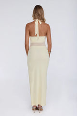 After Dark Affair Halter Maxi Dress Yellow