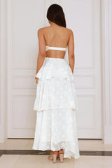 Frost Flare Strapless Maxi Dress White