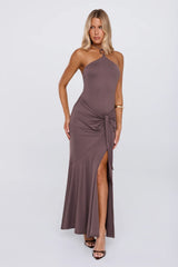 Twirl Season Halter Maxi Dress Brown